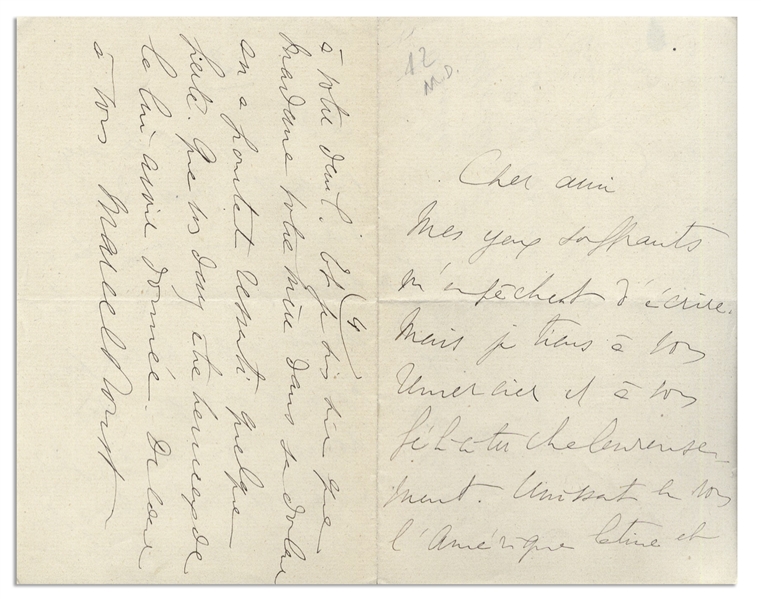 Marcel Proust Autograph Letter Signed From 1917 -- ''...it is lovely that these well-deserved successes add their noble radiance to your mourning...''
